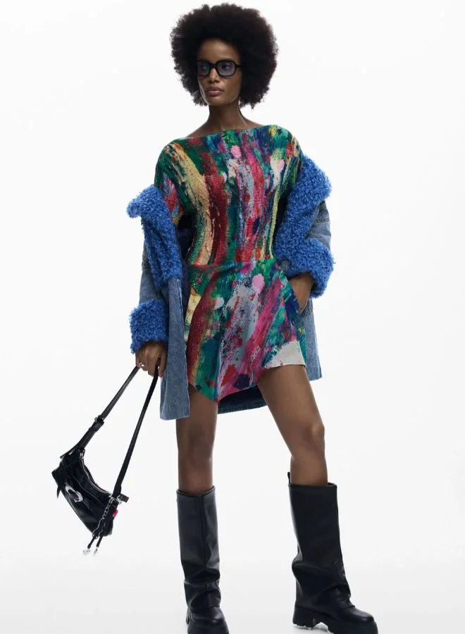 DESIGUAL Ruched Asymmetrical Dress